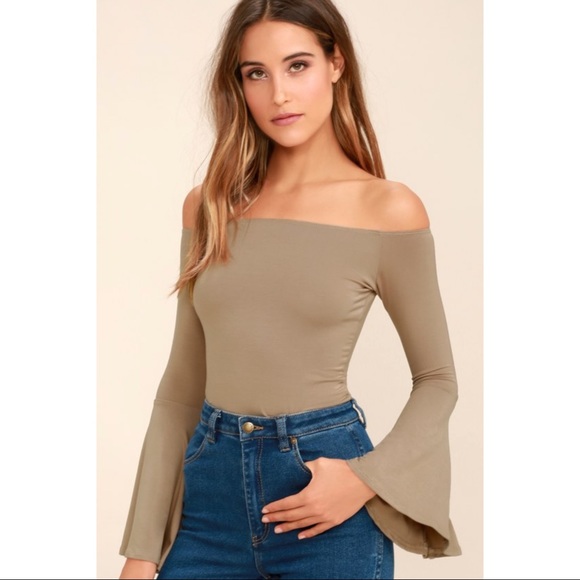 Lulus Tops - LULU’S | Brown Taupe Cold Shoulder Blouse